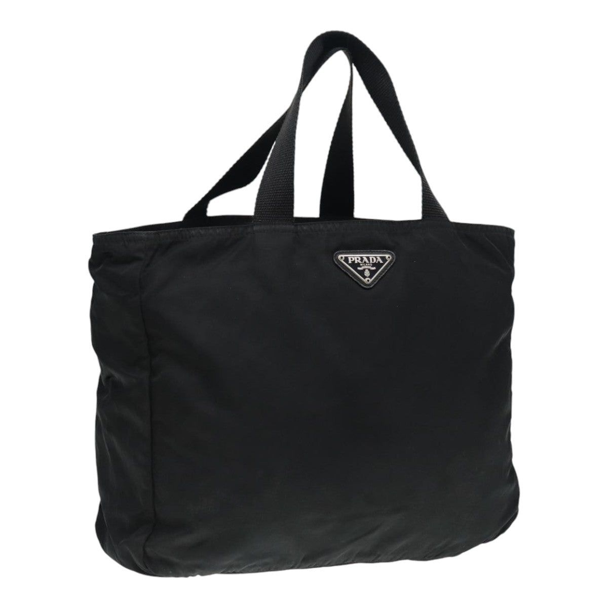 PRADA Hand Bag Nylon Black Silver Auth