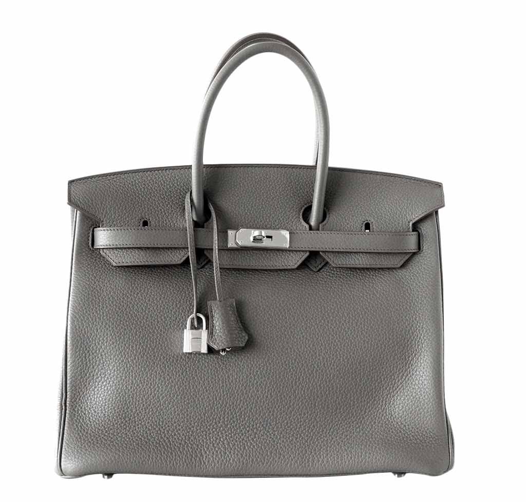 HermesBirkin 35 Etain Clemence Bag