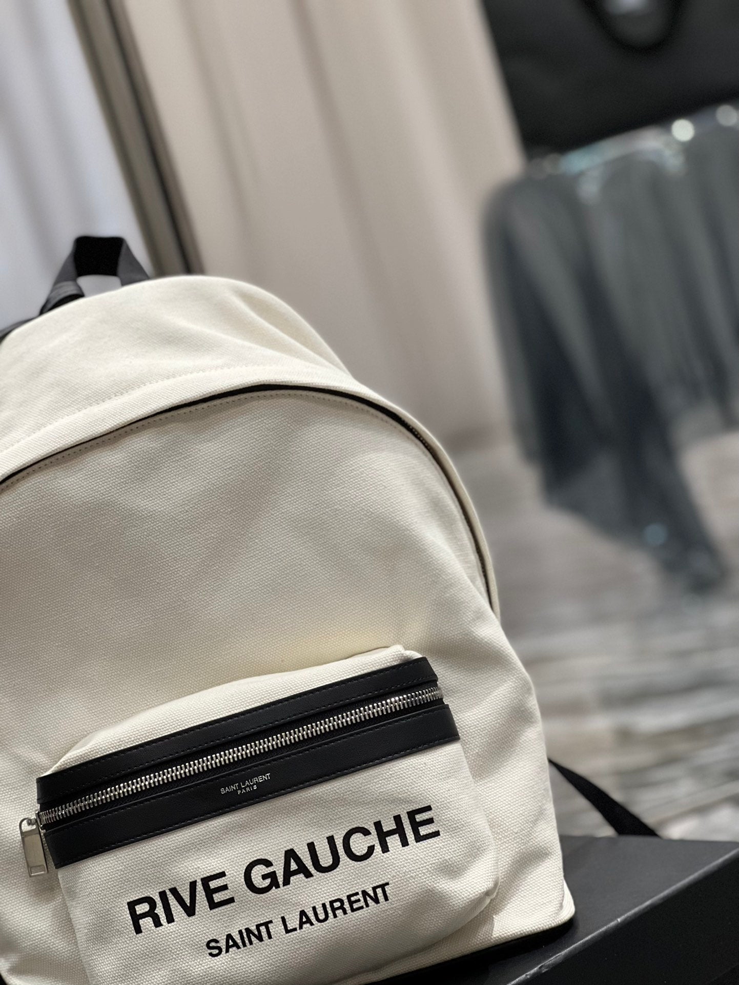 Yves Saint Laurent City Backpack In Canvas Unisex.8in/ White