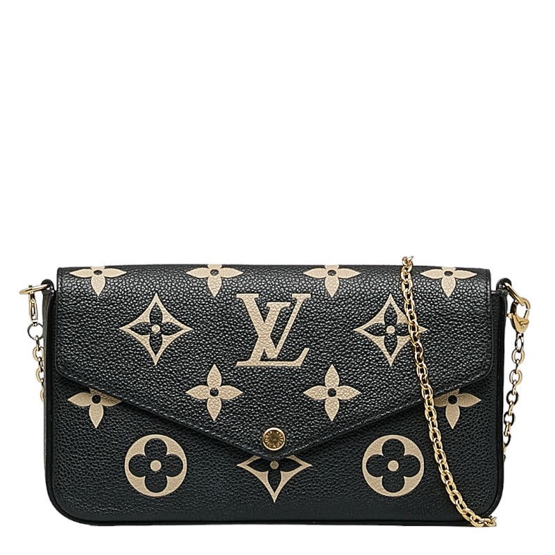 Louis Vuitton Monogram Emplant Poschet Felice Chain Shoulder Bag Black Beige Leather Ladies Louis Vuitton