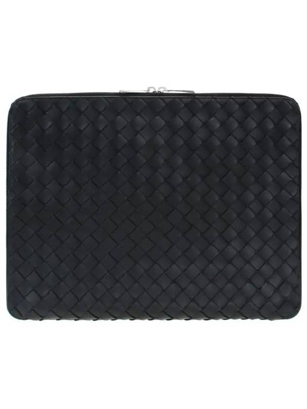Luxury Bottega Veneta Intrecciato Document Case Clutch Bag Black