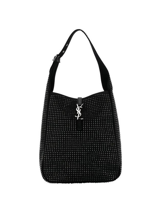 Luxury Saint Laurent Trending 2025 Logo Embellished Medium Shoulder Bag Black