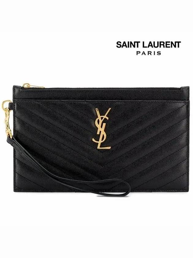 Luxury Saint Laurent Trending 2026 Cassandre Matelasse Large Zipped Clutch Bag Black
