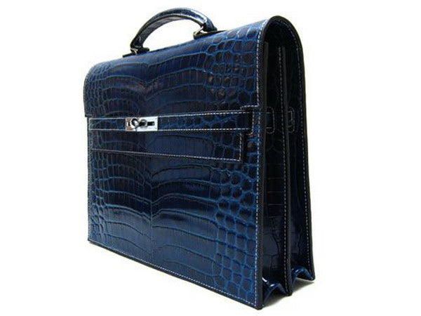 Luxury Hermes Briefcases Unisex Briefcase Blue Handbag