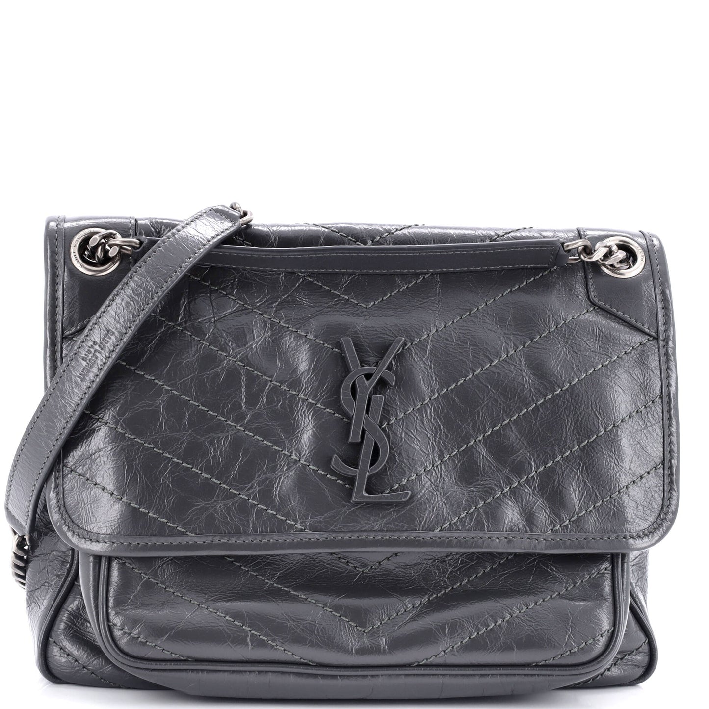 Luxury Saint Laurent Trending 2025 Niki Chain Flap Bag Matelasse Chevron Leather Medium
