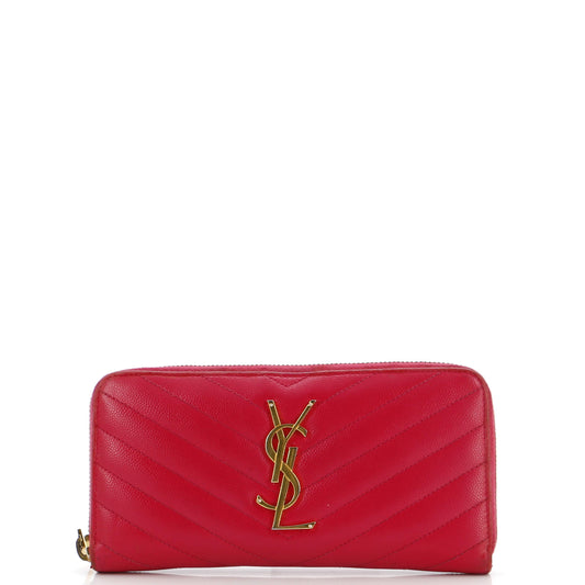 Luxury Saint Laurent Trending 2026 Classic Monogram Zip Around Wallet Matelasse Chevron Leather