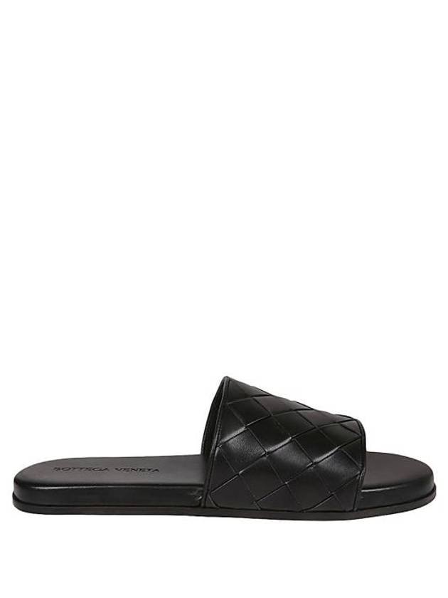 Luxury Bottega Veneta Intrecciato Leather Slippers Black