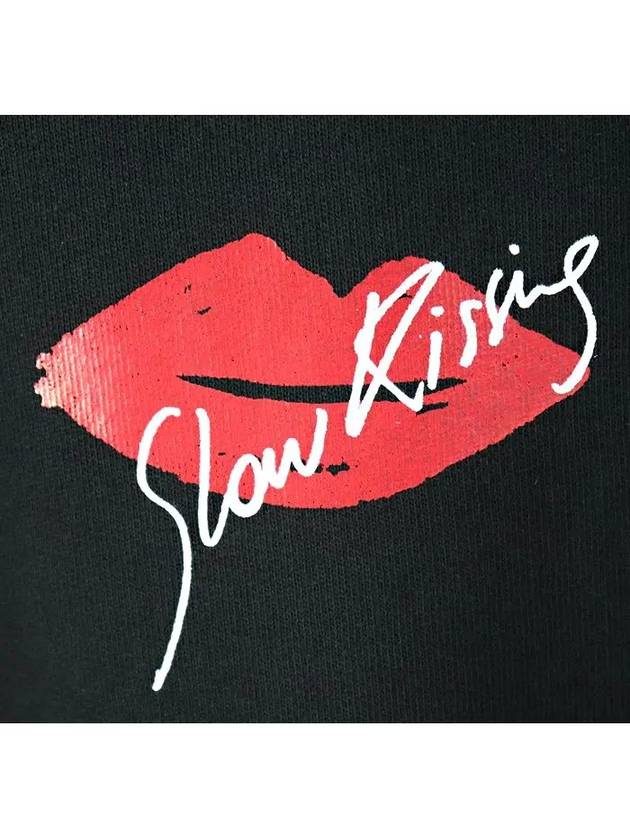 Luxury Saint Laurent Trending 2026 Red Lip Print Cotton Hoodie Black