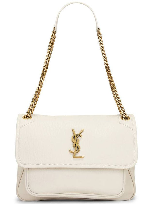 Luxury Saint Laurent Trending 2026 Nikki Medium Chain Shoulder Bag Blanc Vintage