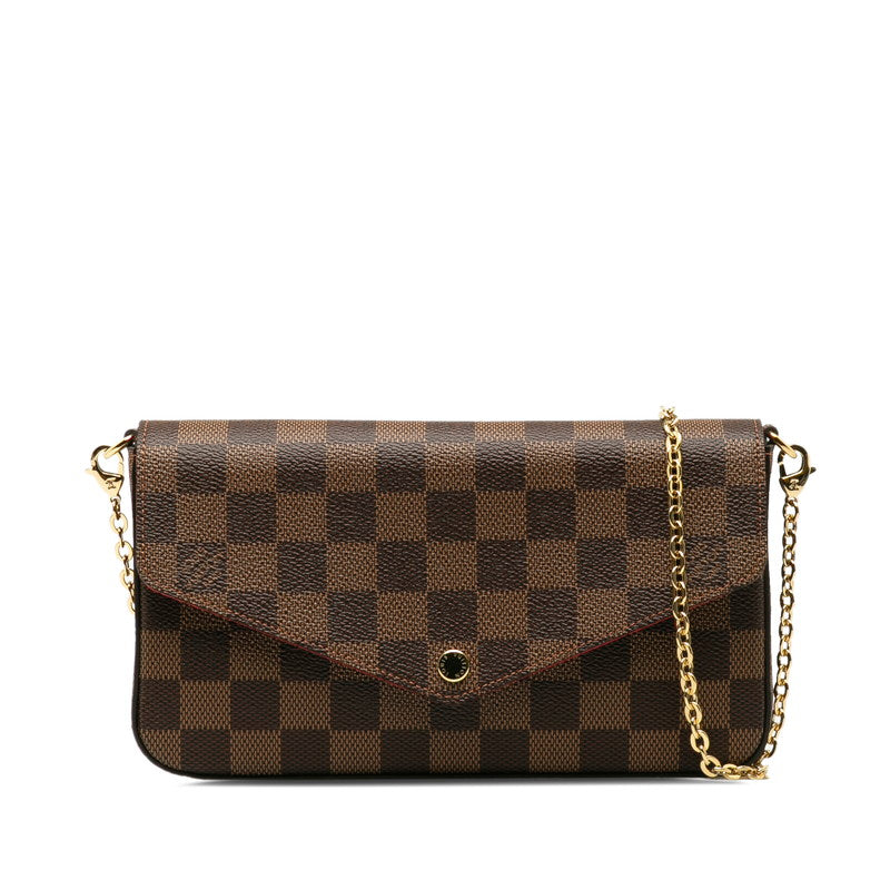 Louis Vuitton Damier Pochette Shoulder Bag Leather Brown