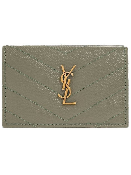 Luxury Saint Laurent Trending 2026 Monogram Quilting Leather Half Wallet Green