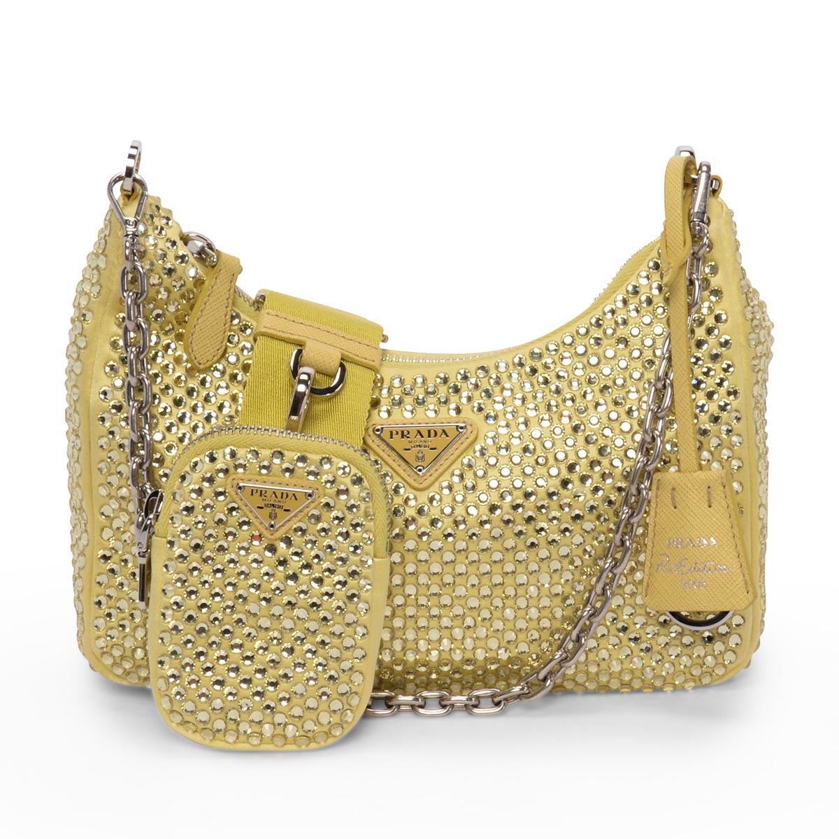 Prada Banana Satin & Crystal Re-Edition Bag