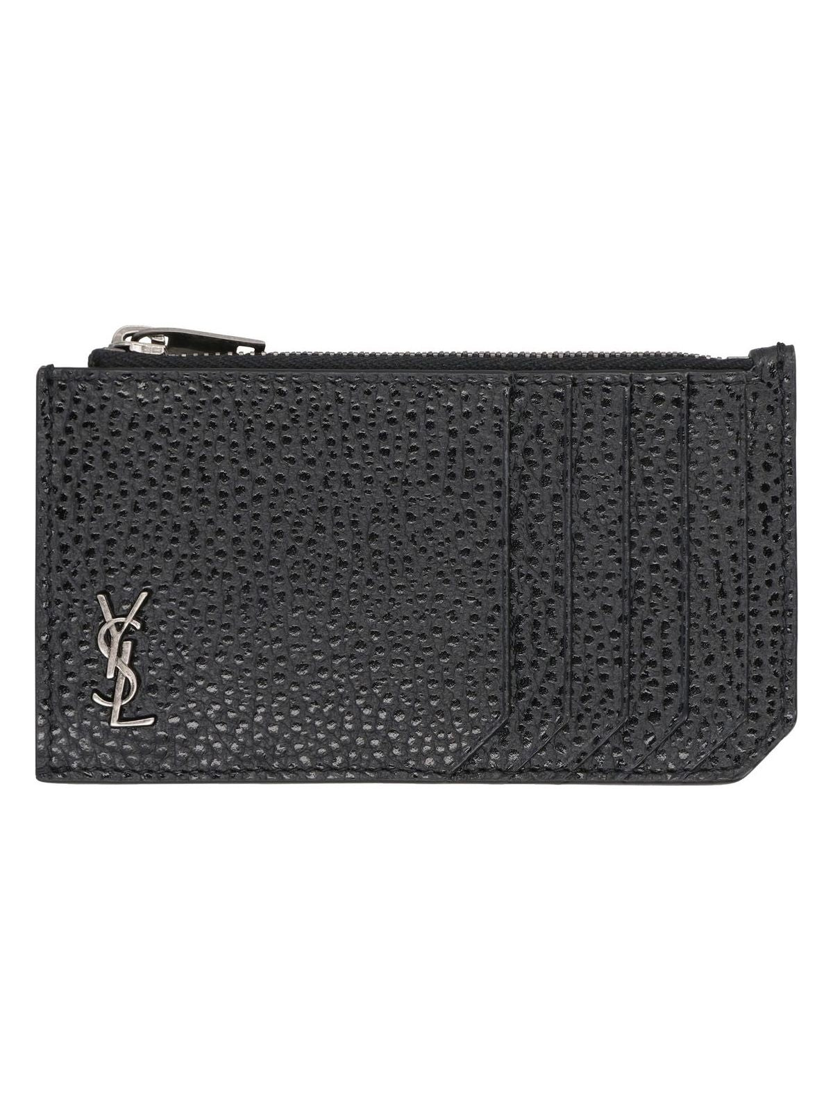 Luxury Saint Laurent Trending 2026 Men's Tiny Cassandre Leather Card Holder in Black | 629899AAC68 Color 1000