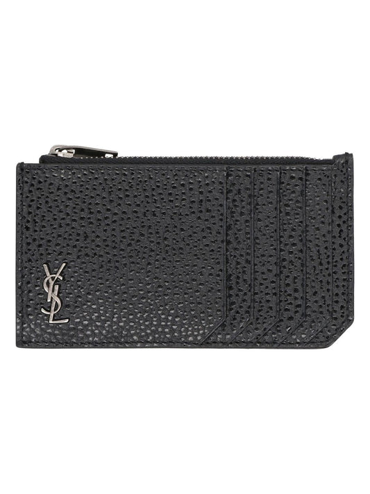 Luxury Saint Laurent Trending 2026 Men's Tiny Cassandre Leather Card Holder in Black | 629899AAC68 Color 1000