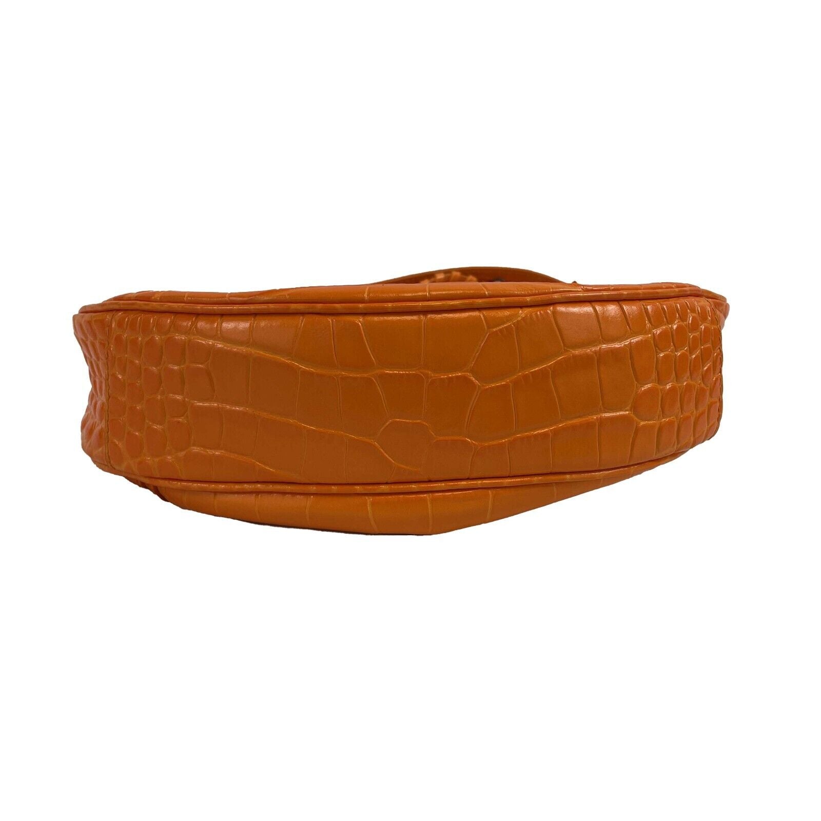 BALENCIAGA Orange Le Cagole XS Shoulder Bag Crocodile Embossed Studded Crossbody