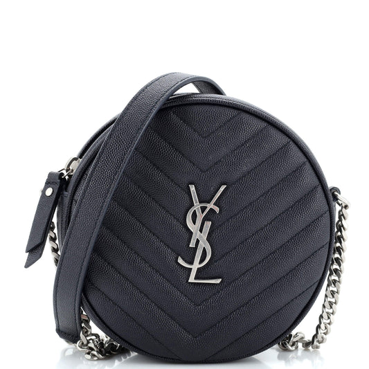 Luxury Saint Laurent Trending 2025 Vinyle Round Camera Bag Matelasse Chevron Leather