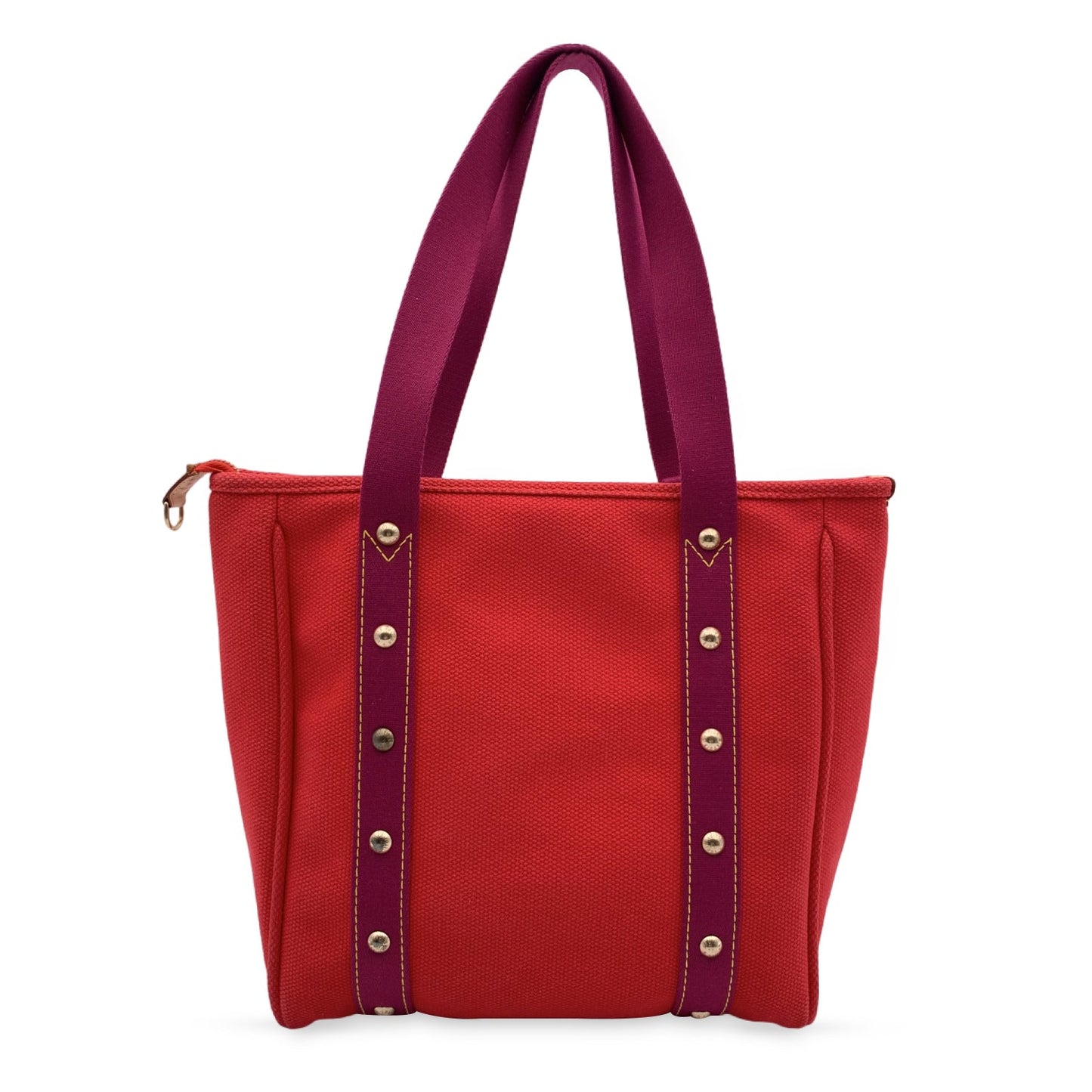LOUIS VUITTON Red Magenta Cabas Mm Antigua Tote Bag Handbag