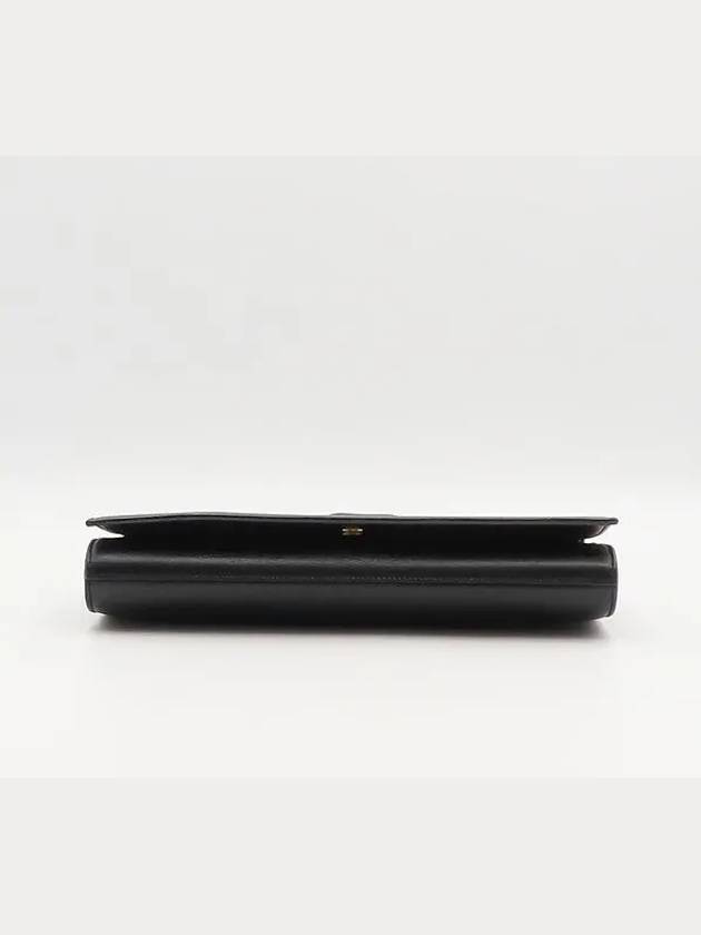 Luxury Saint Laurent Trending 2025 YSL Yip 361120 Black Leather Stitched Logo Flap Clutch