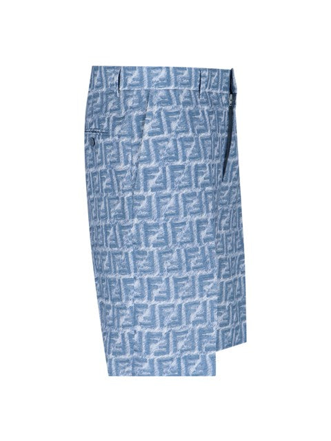 Fendi Men Logo Linen Shorts