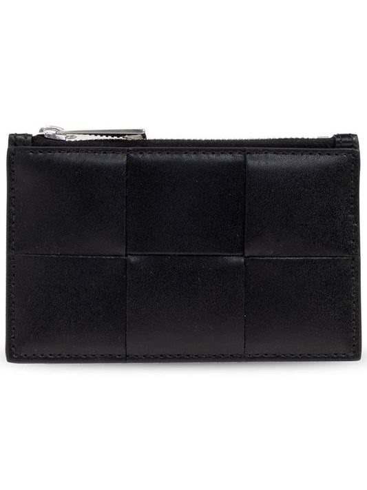Luxury Bottega Veneta Leather Card Wallet Black