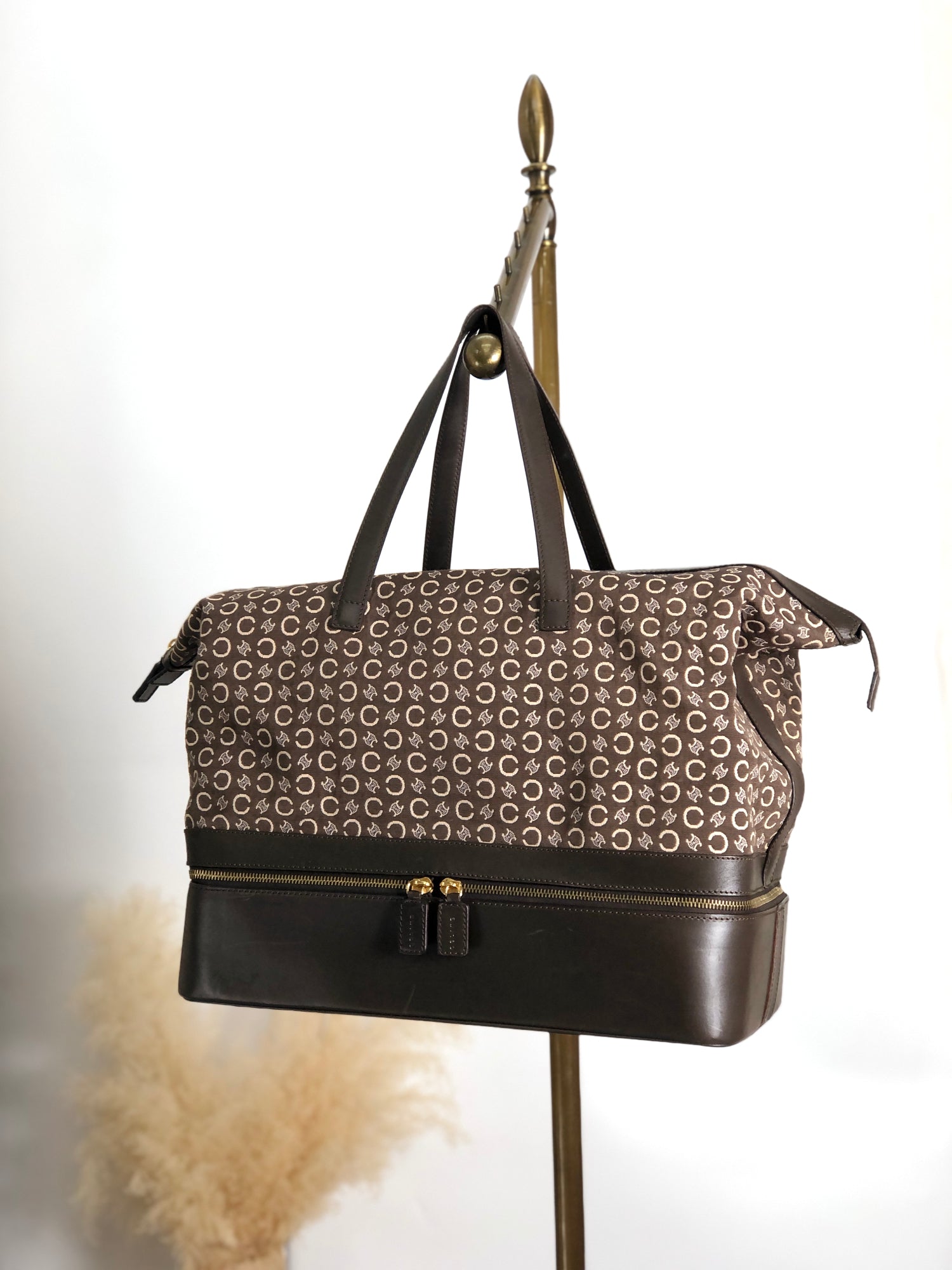CELINE Macadam Handbag Boston bag Brown 7kve88