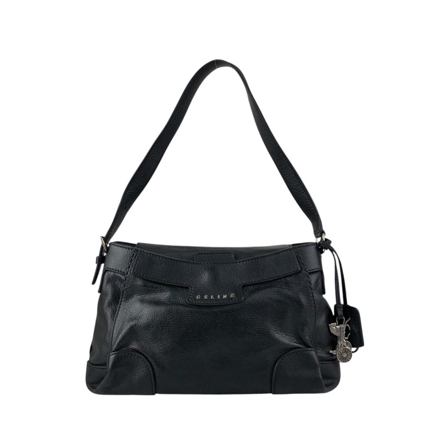 CELINE Horse Carriage Shoulder bag Black 6inwsp