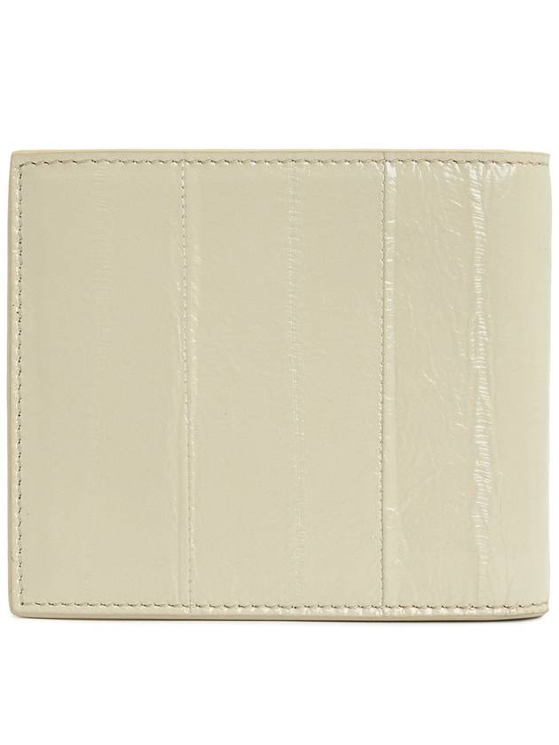 Luxury Saint Laurent Trending 2026 Texture Leather Half Wallet Beige