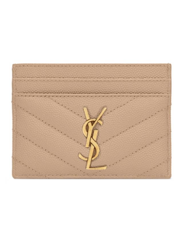 Luxury Saint Laurent Trending 2026 Gold Hardware Matelasse Caviar Leather Card Wallet Dark Beige