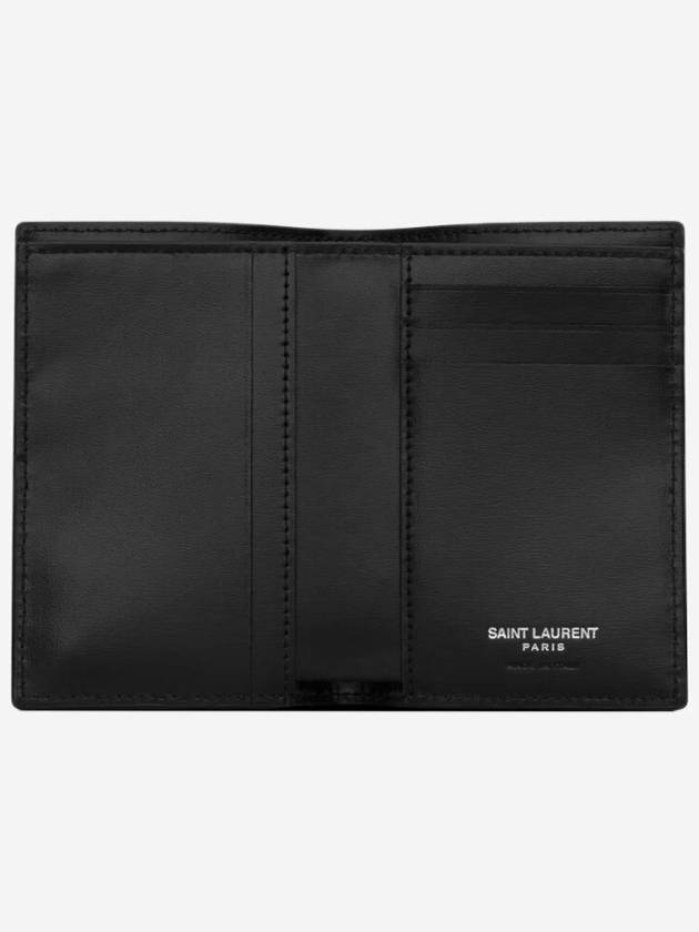 Luxury Saint Laurent Trending 2026 Men's Tiny Monogram Logo Half Wallet Black