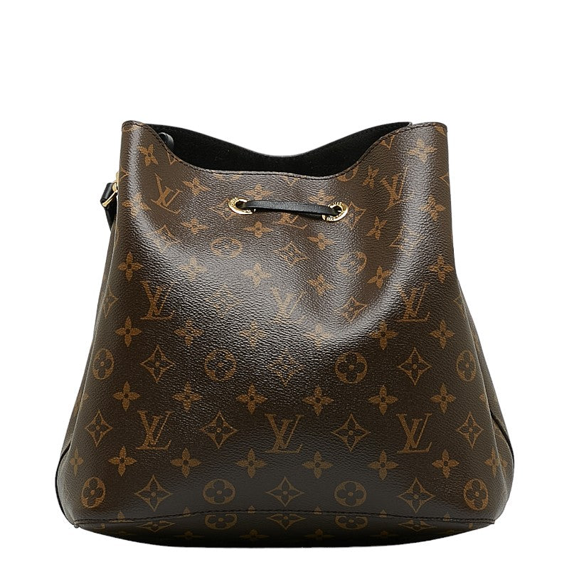 Louis Vuitton Monogram Neonoe Handbag Brown Noir Black PVC Leather Louis Vuitton