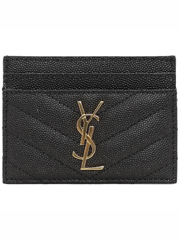 Luxury Saint Laurent Trending 2026 Gold Hardware Matelasse Caviar Leather Card Wallet Black