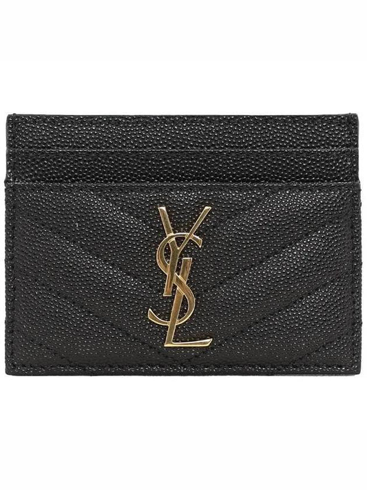 Luxury Saint Laurent Trending 2026 Gold Hardware Matelasse Caviar Leather Card Wallet Black