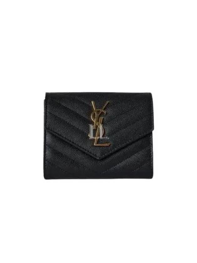 Luxury Saint Laurent Trending 2026 Matelasse Monogram Quilting Flap Half Wallet Black