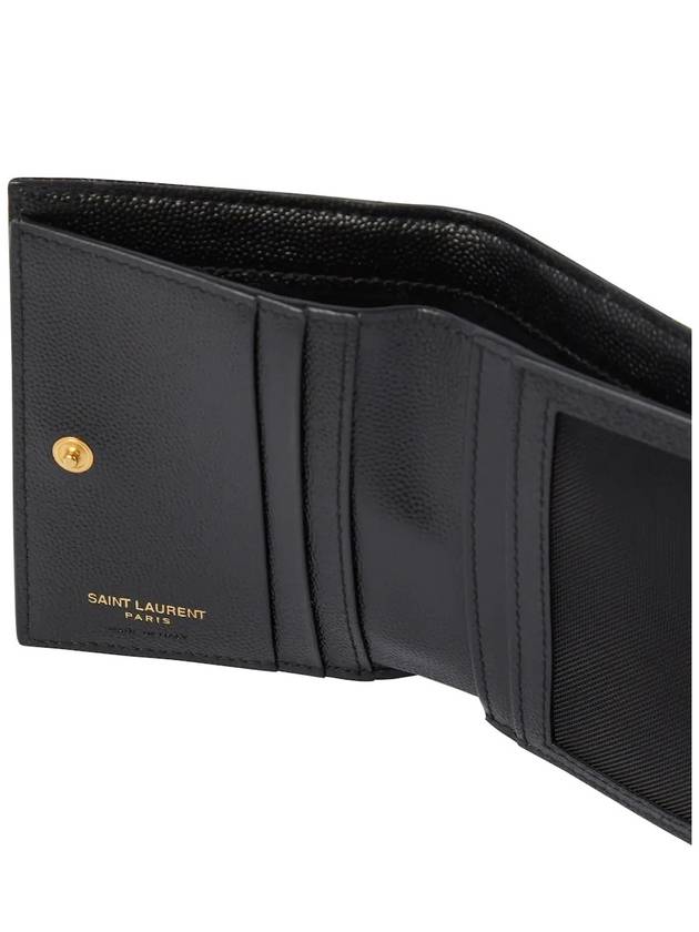 Luxury Saint Laurent Trending 2026 Cassandre Matelasse Grain De Poudre Embossed Leather Half Wallet Black