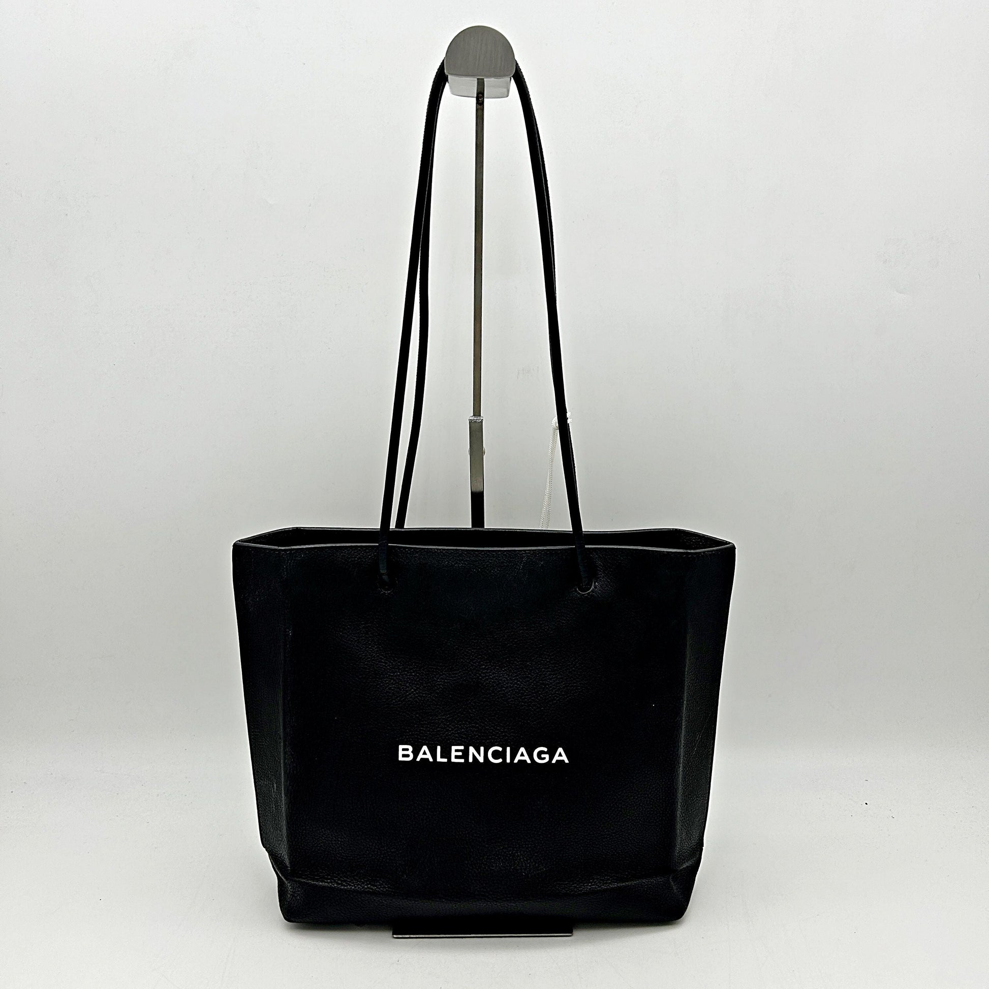 BALENCIAGA Calfskin Logo Small Shopping Black LA39923