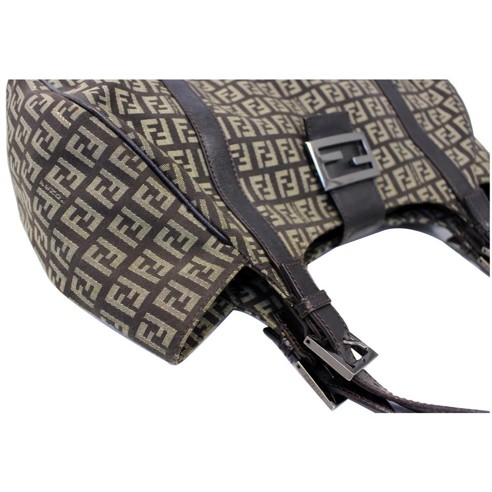 Fendi Brown Zucchino Canvas Shoulder Bag
