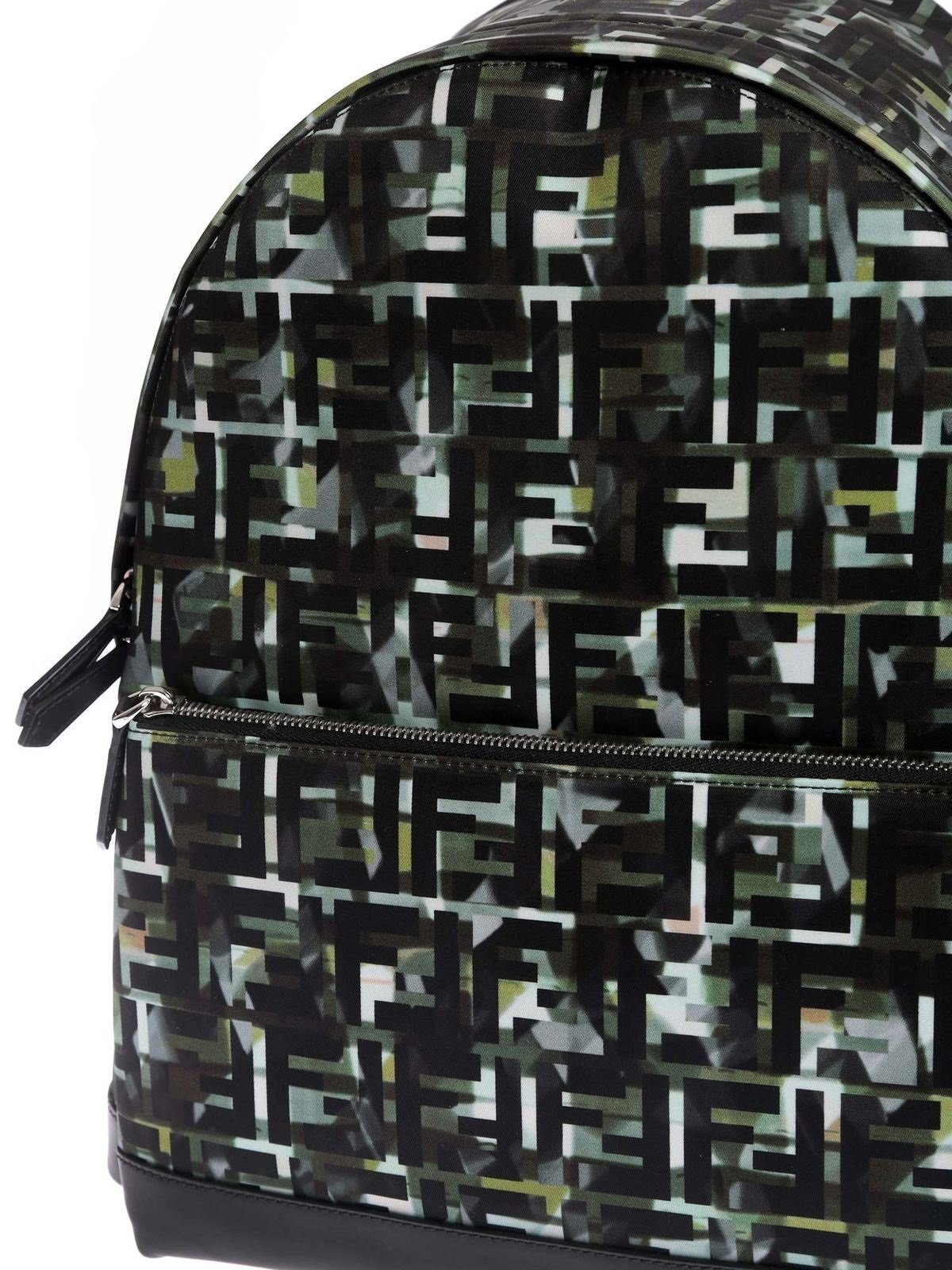 Fendi Unisex FF Multicolor Camouflage Backpack 7VZ042