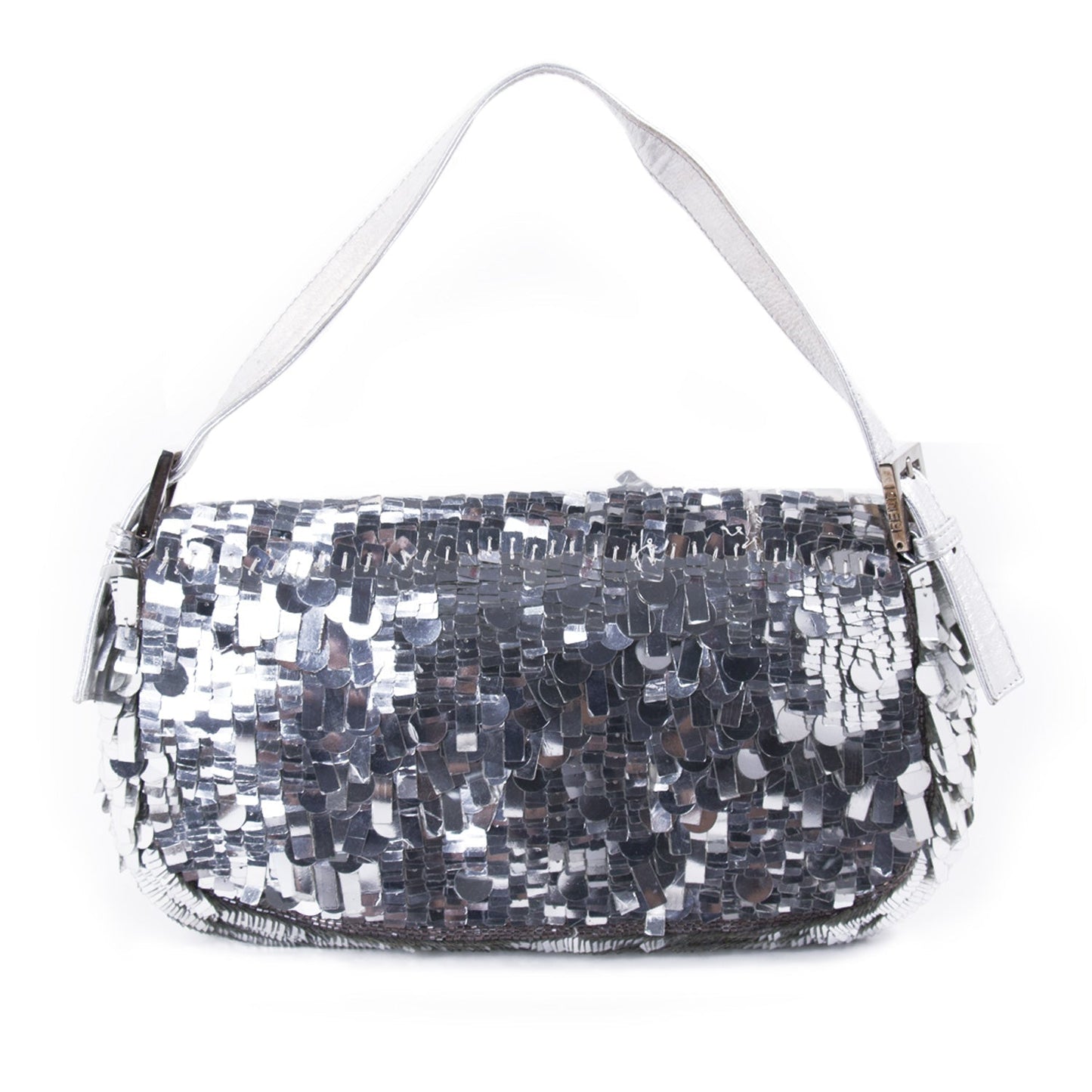 Fendi Silver Sequin Baguette