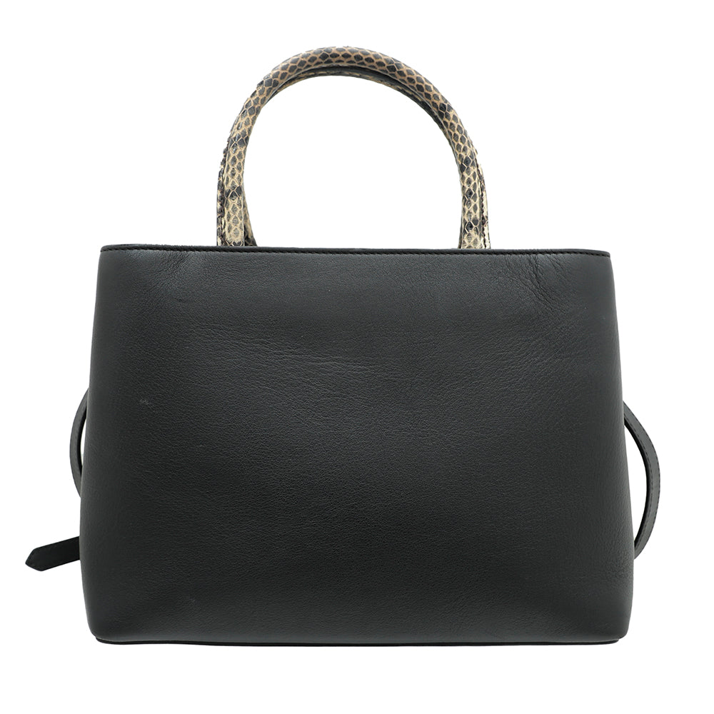 Fendi Black 2 Jours Petite Python Handle Bag