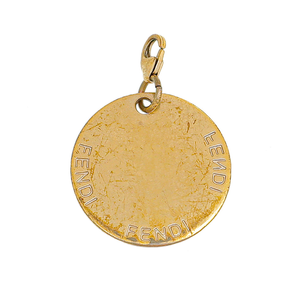 Fendi Gold Tone B Crystal Pendant