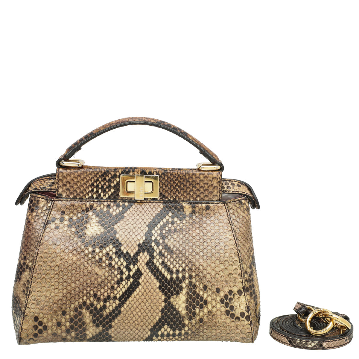 Fendi Light Yellow Python Peekaboo Bag