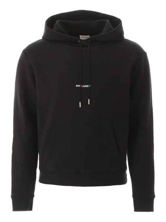 Luxury Saint Laurent Trending 2026 Men's Chest Small Logo Hoodie Black
