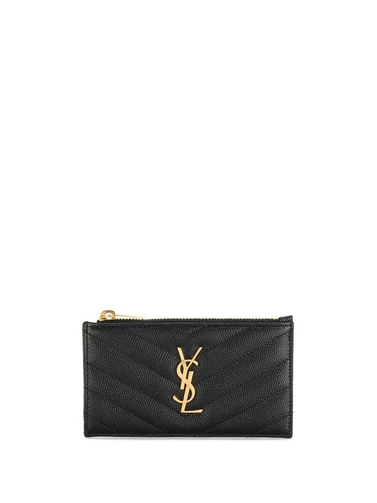 Luxury Saint Laurent Trending 2026 Women's Smooth Matelassé Leather Card Case in Nero | 607915BOW01