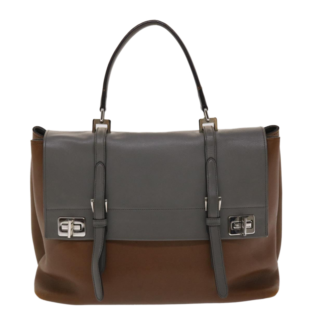 Prada Hand Bag Leather 2way Brown