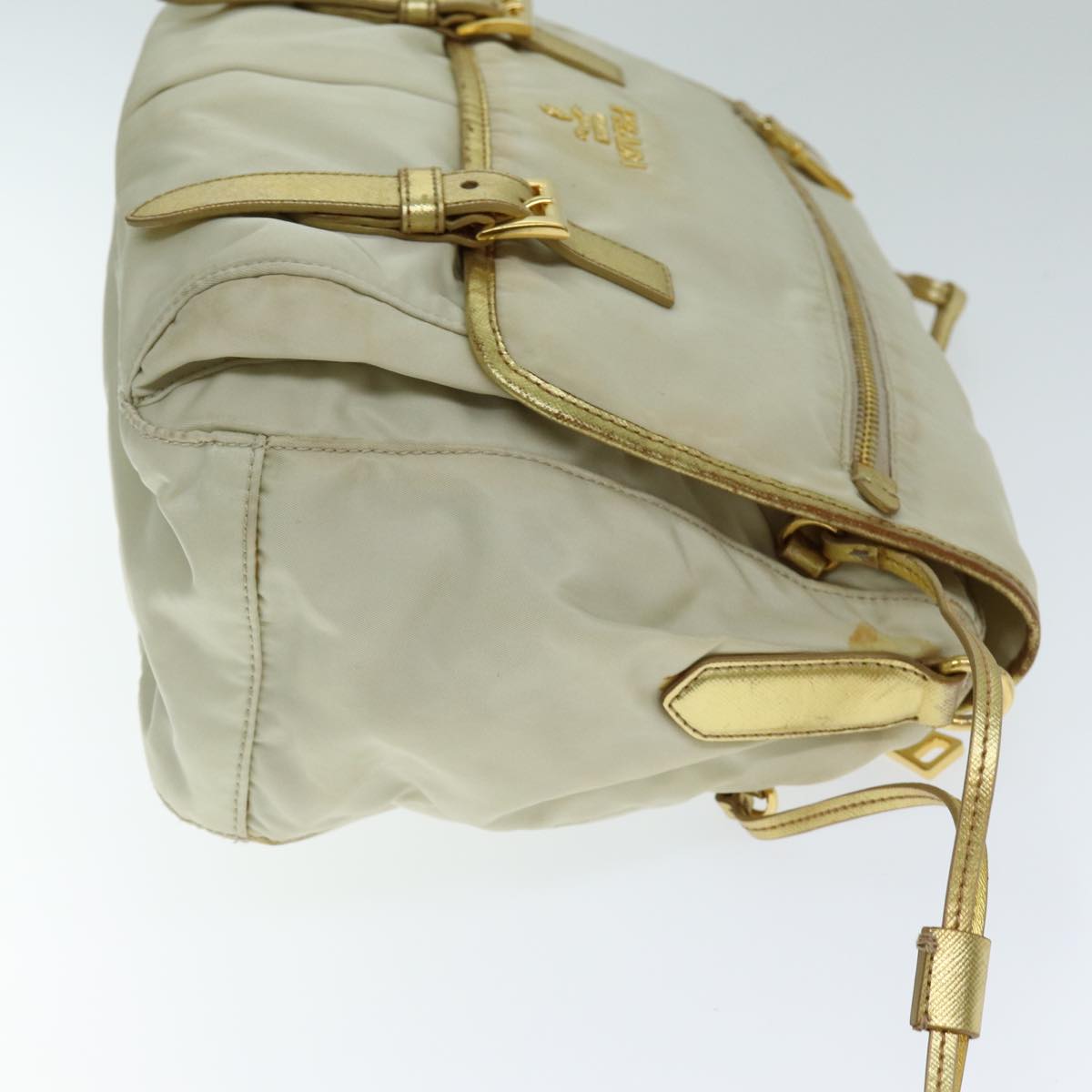 PRADA Shoulder Bag Nylon Beige Auth