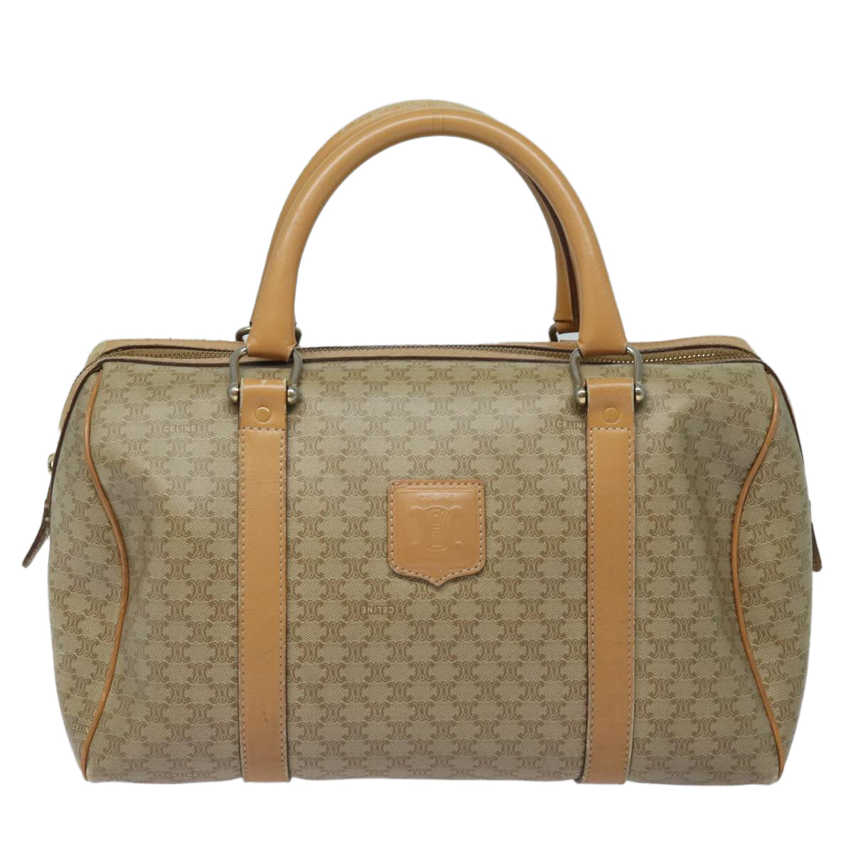 Luxury CELINE Macadam Canvas Boston Bag Beige fm3561