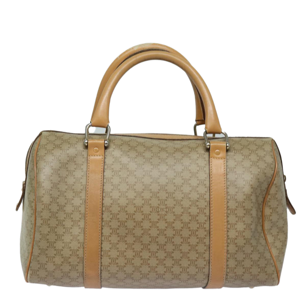 Luxury CELINE Macadam Canvas Boston Bag Beige fm3561