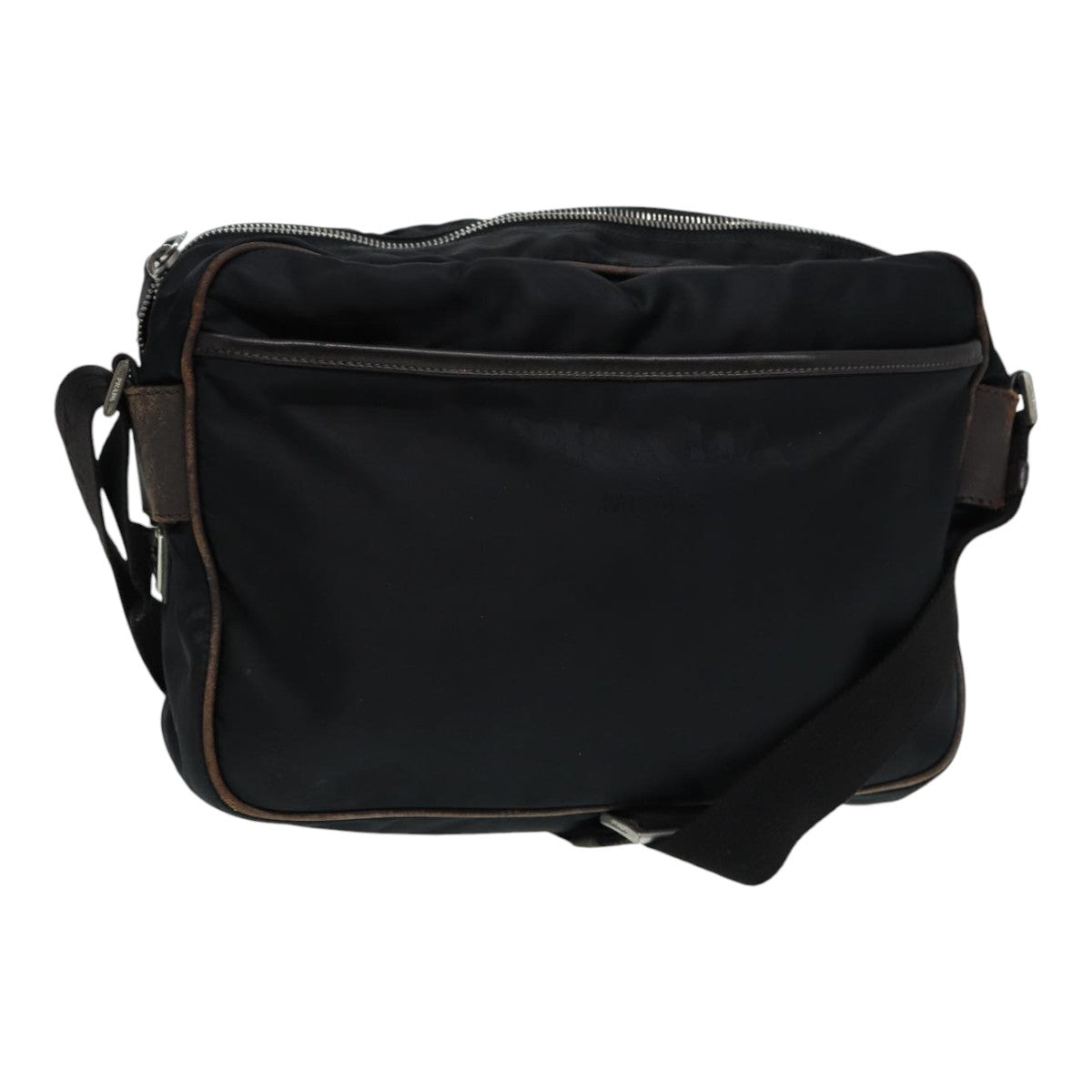 PRADA Shoulder Bag Nylon Black Silver Auth