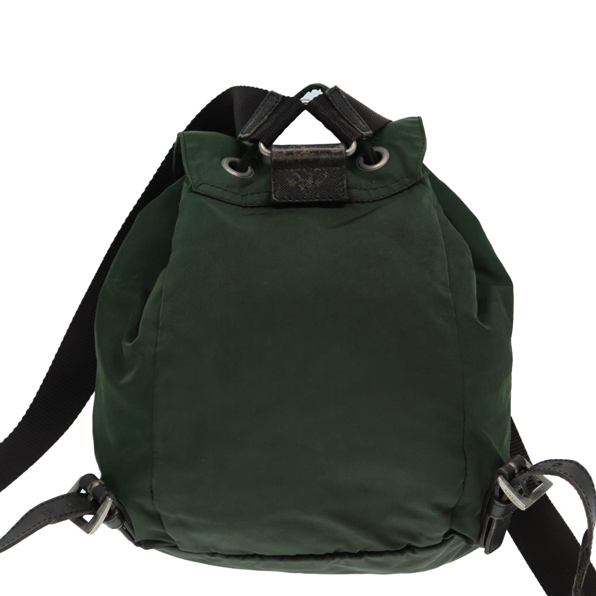 PRADA Backpack Nylon Khaki Brown Silver Auth