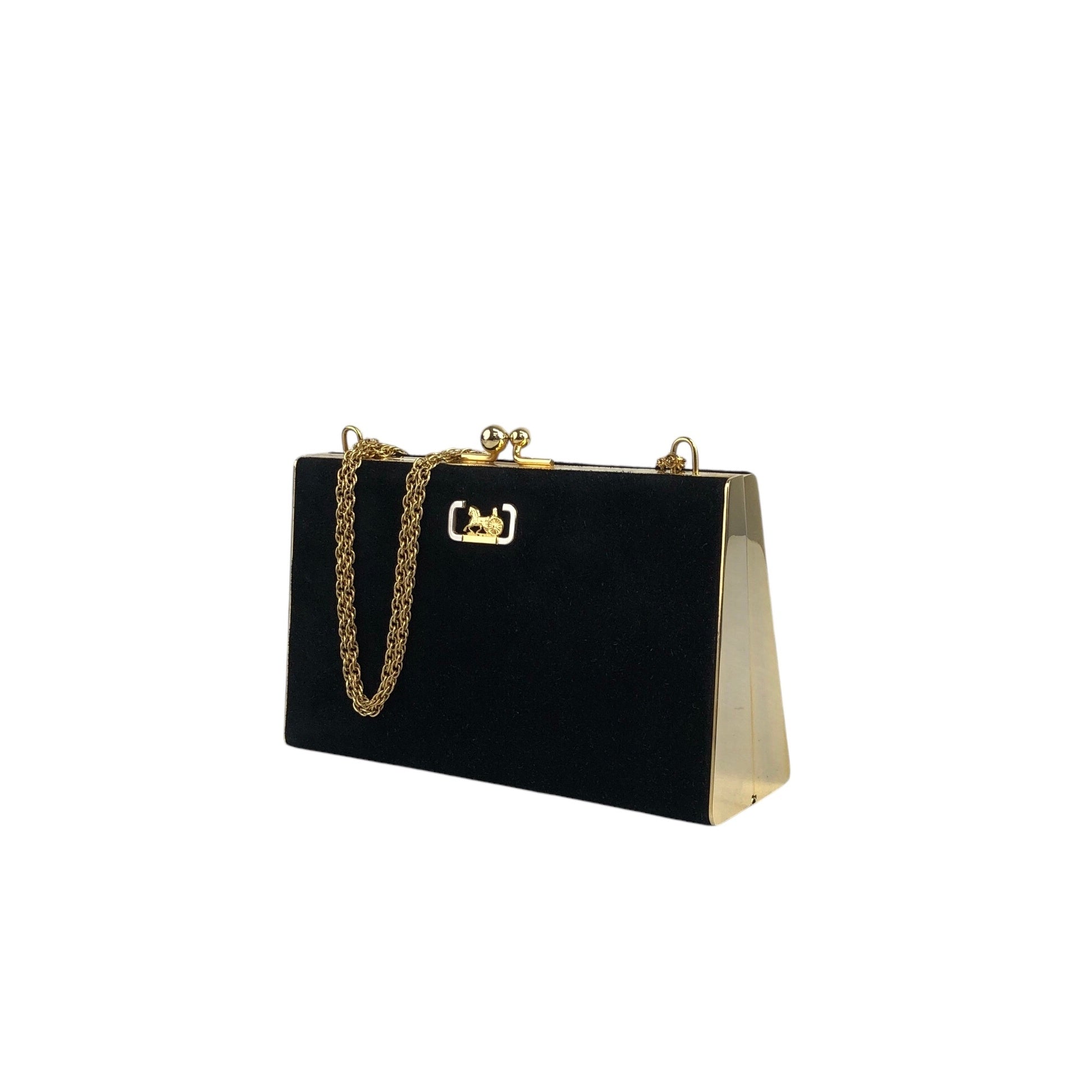 CELINE Horse Carriage Chain Shoulder bag Hobobag Black a875h8